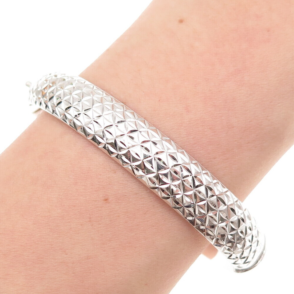 ATI Annika Witt 925 Sterling Silver Diamond-Cut Dual Sided Bangle Bracelet 7.5"